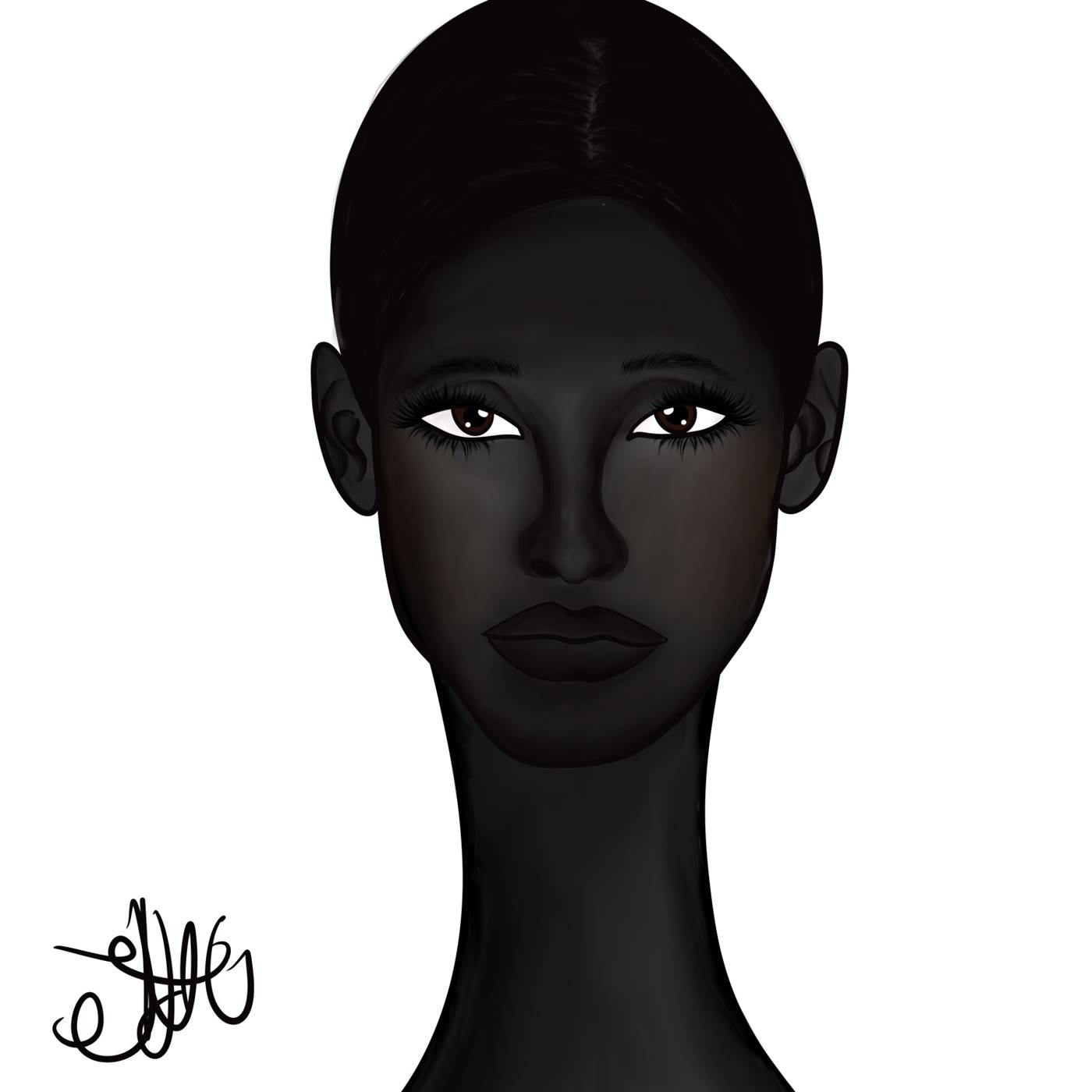 Longneckie Black Beauties portrait, facing forward