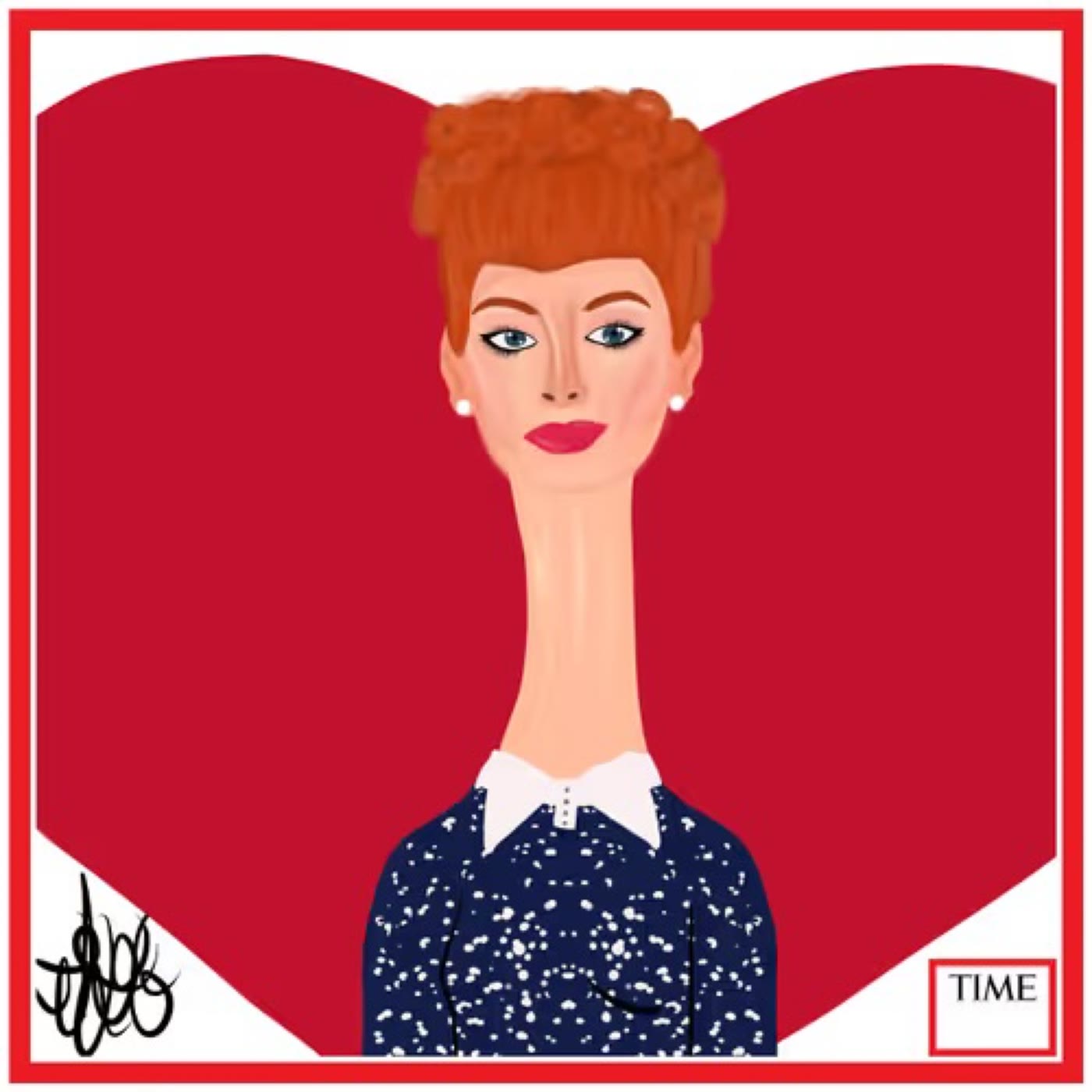 TIME cover, red hair against a heart