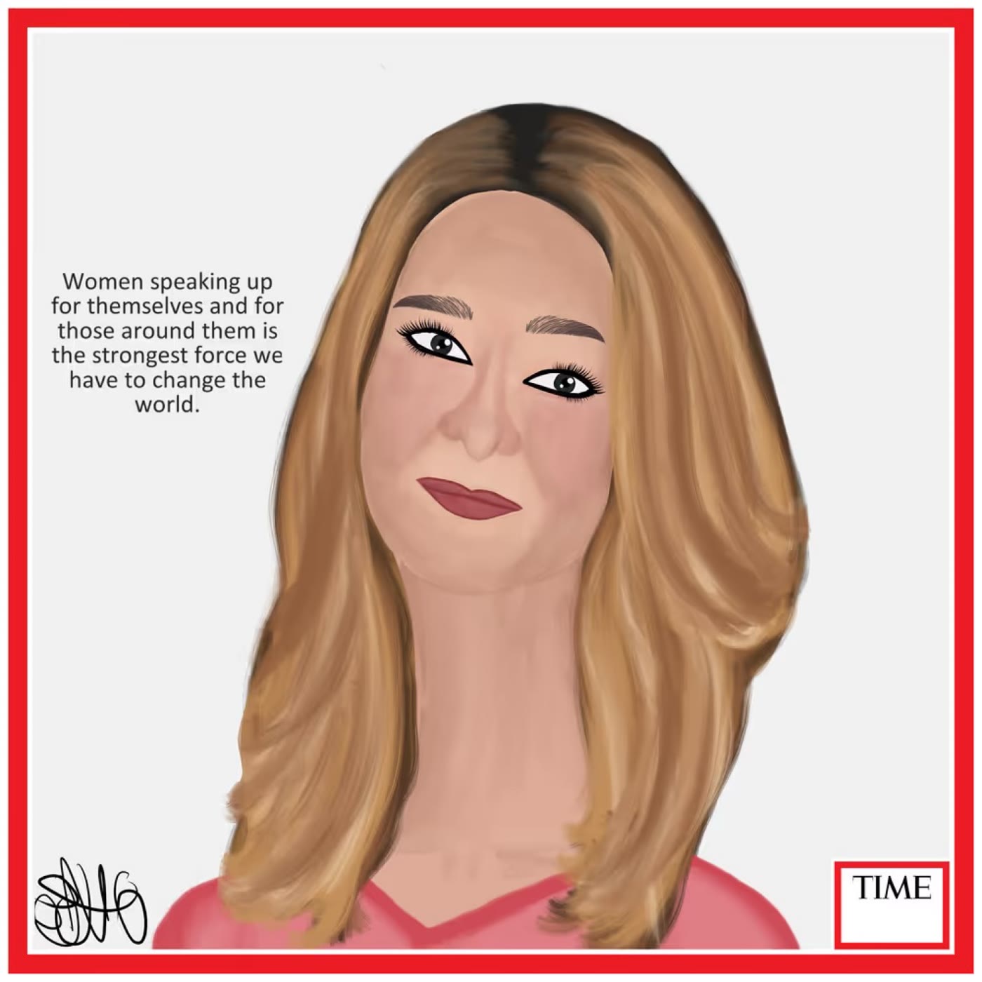 TIME cover, long blonde hair and a written line